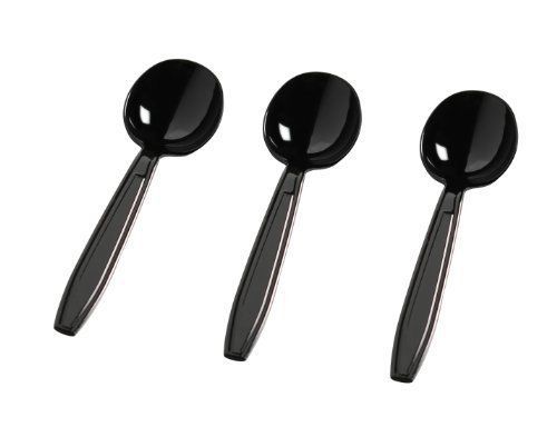 Fineline Settings 100-Piece Extra Heavy Cutlery Soup Spoons, Black
