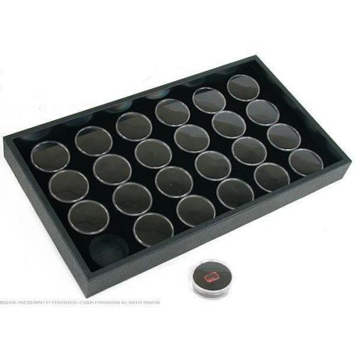 24 Black Gem Jars Display &amp; Travel Trays