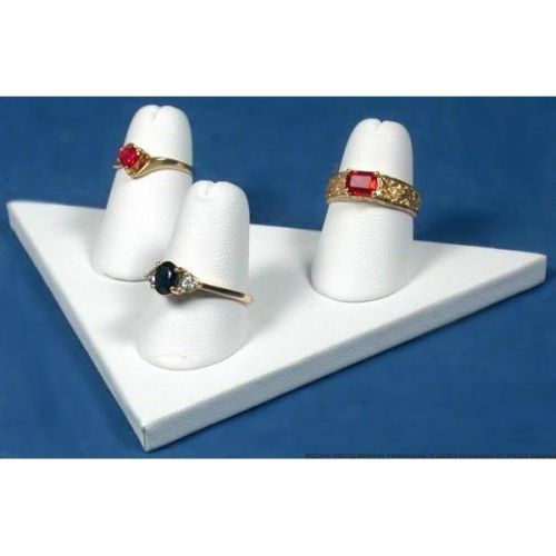 White Faux Leather 3 Finger Ring Display