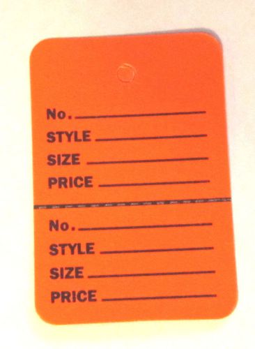 200 ORANGE Small (1.1/4 x1.7/8) Perforated Unstrung Price Merchandise Tags