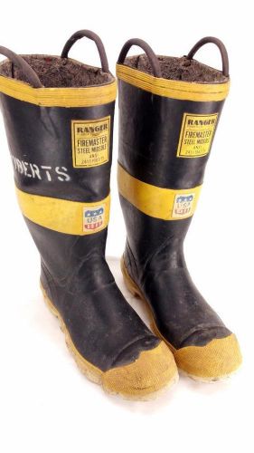 Vintage ranger firemaster rubber firefighter steel toe boots usa made men size 8 for sale