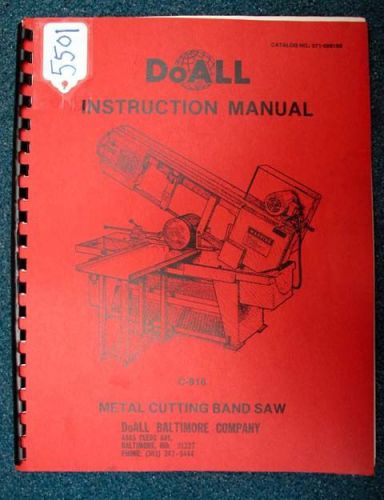 DoAll Instruction Manual C-916 Metal Cutting Band Saw (Inv.18066)