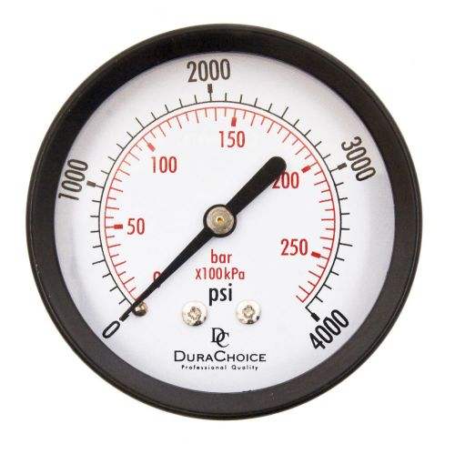 2-1/2&#034; utility pressure gauge - blk.steel 1/4&#034; npt center back 4000psi for sale