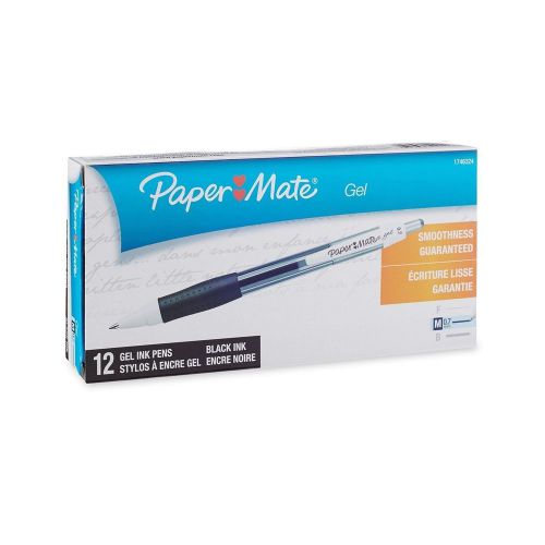 Paper Mate 1746324 Retractable Gel Pen, Medium Point, Black, 12-Pack
