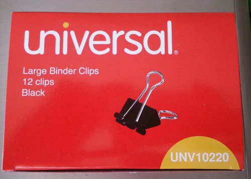 UNIVERSAL LARGE BINDER CLIPS Black UNV10220 BRAND NEW NIB