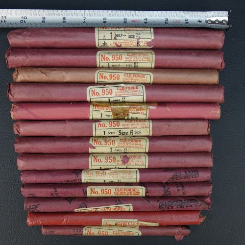 Lot of 13 Misc..Cleveland Twist Drill Co. Cle-Forge, No. 950 Straight Shank NOS