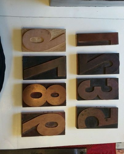 8 Letterpress Printing Wood Wooden Type Printer Block 5&#034; Numbers