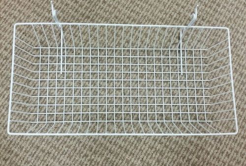 6 wire baskets, 24&#034;l x 12&#034;d x 4&#034;h, white, for  slatwall, grid, or pegboard for sale