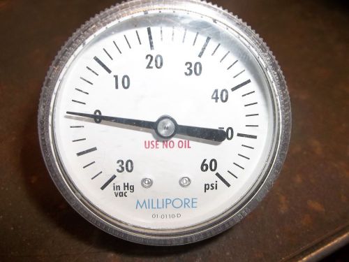 Millipore 0-30 in hg vac 0-60 psi pressure gauge 01-0110-d  (dr2e2) for sale