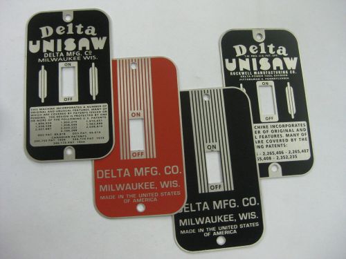 VINTAGE SWITCH PLATES - Delta Unisaw and Delta Mfg styles -  new stainless steel