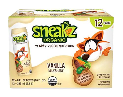 NEW Sneakz Organic Vanilla Milkshake, 8 Ounce (Pack of 12)