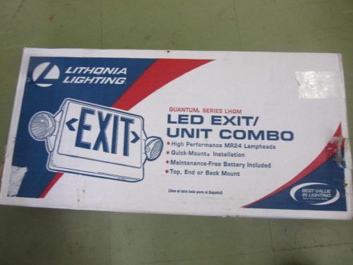NEW Lithonia Lighting LHQM SW 3R Exit / Unit Light Combo Sign Red LED 120/277V