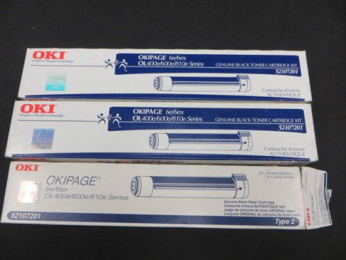 Lot of 3 Genuine Oki 52107201 Black Toner Cartridge OKIPAGE 6e 6ex OL400e 600e