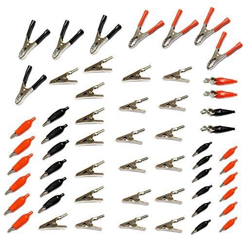 SONAENTERP. Pack of 56 Electrical Clips, Alligator Clips, Assorted Sizes and