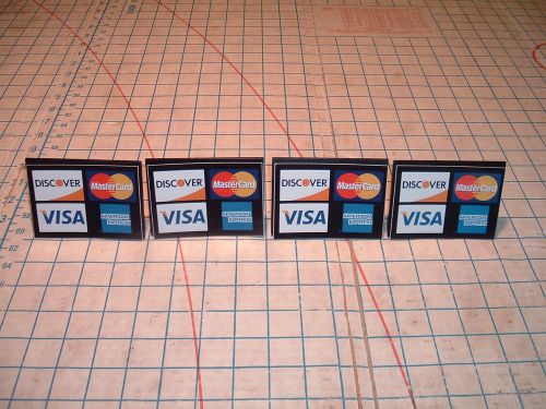 4 CREDIT CARD DECALS STICKER Visa MasterCard Discover counter table tops AMEX