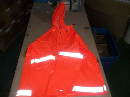 Nasco 513JF132 0810006 Flouescent Orange Rain Jacket Large Snap Front NIB