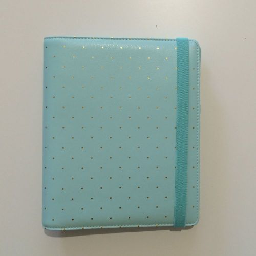 Kikki K Large Mint Gold Dot Leather Time Planner Collection Inserts RARE