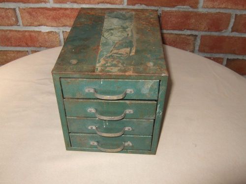 Vtg small industrial 4 drawer metal cabinet box organizer parts loft steampunk for sale