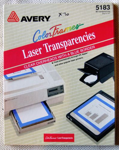 Avery 5183 Laser Transparency Overhead Film 50 Sheets Clear w/ Blue Border