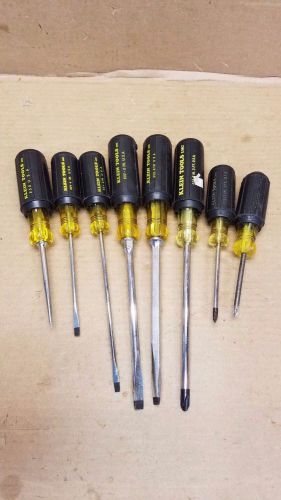 Lot of Assorted Klein Tools #600, 601, 602 Cushion-Grip Screwdriver Set 8 Piece