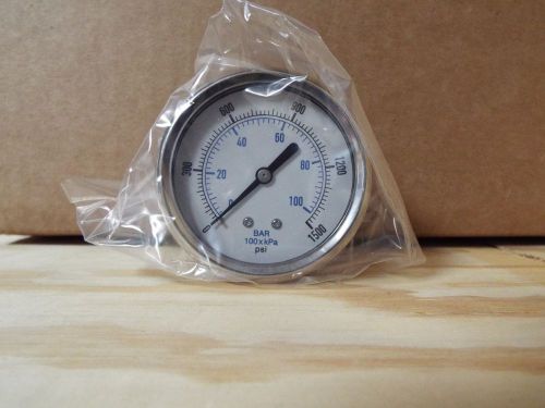 0-1500 PSI/bar 2.5&#034; Stainless Brass Center Back Mount Pressure Gauge