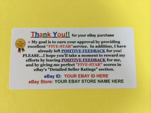 2&#034; x 4&#034; ebay thank you for your purchase 50 stickers labels laser tr personal for sale
