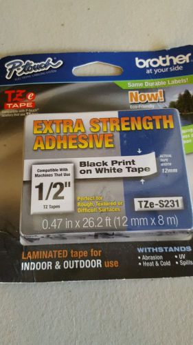 Brother TZe-S231 1/2&#034; P-Touch Label Tape, with Extra-Strength Adhesive