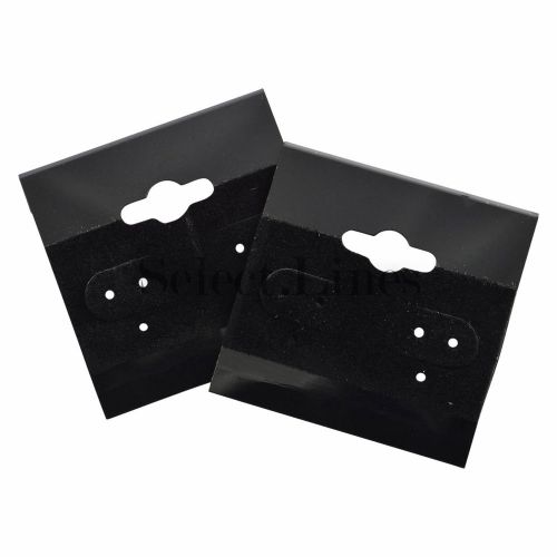 100 Black Plain Earring Jewelry Cards Display 1.5&#034; H
