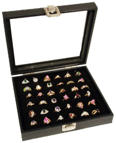 Ring display case glass top 36 slot jewelry travel new for sale