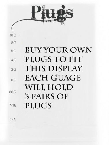 PLUG DISPLAY Acrylic Stand EMPTY - Holds 54 Plugs 10g - 1/2&#034;