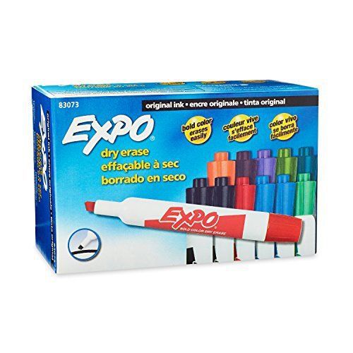 Expo Original Dry Erase Markers, Chisel Tip, 12-Pack, Assorted Colors