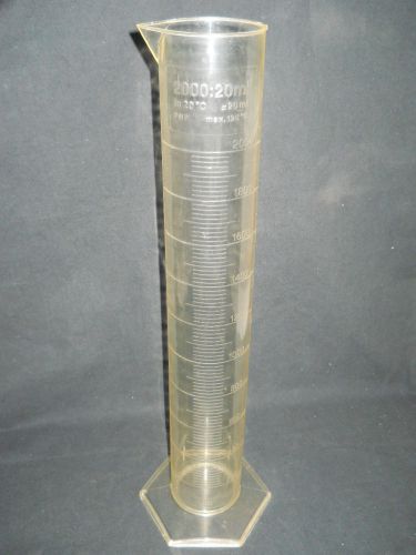 Unbranded 2L / 2000mL Plastic PMP Graduated Cylinder, ISO 6706