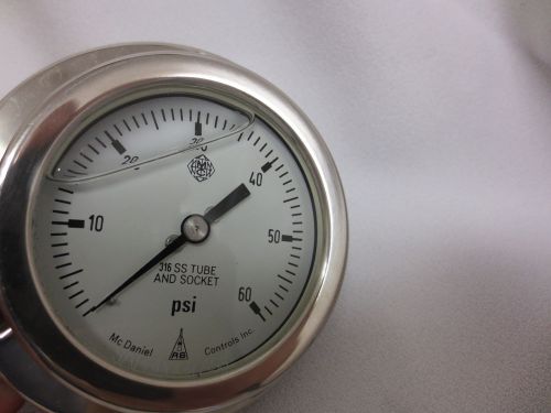 McDaniel Conrols K series 60# pressure gauge panel mount 14/&#034; NPT KCPC Filled