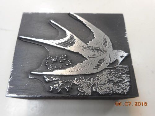 Letterpress Printing Block, Flying Swallow Bird, Type Cut