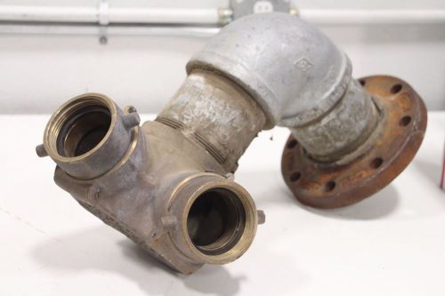 Dixon Exposed Siamese Auto SprK Sprinkler 4&#034; NPT x 2-1/2&#034; NH Inlets Cast Brass