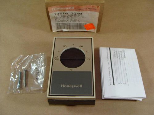 HONEYWELL T451A 2049 LINE VOLTAGE THERMOSTAT 40°-70°F RANGE SPDT MAKES ON FALL