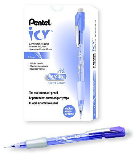 Pentel Icy Automatic Pencil, 0.7mm, Violet Barrel, Box of 12 (AL27TV)