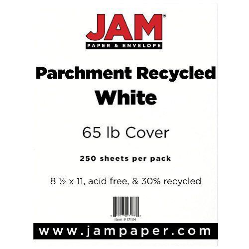 JAM Paper? 8 1/2 x 11 Cardstock - 65 lb White Parchment Cover Paper - Recycled -