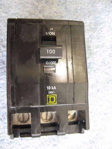 Square D 100A 100 amps, 240V 3-pole Circuit Breaker QOB3100 Bolt In On Excellent