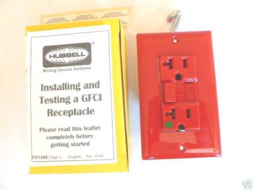 HUBBELL GFR8300R Hospital Grade GFCI Plug Receptacle Outlet Red