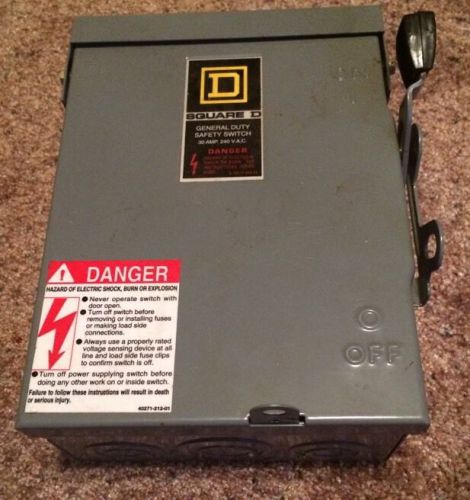 Square D General Duty Safety Switch 30 Amp 240 V.A.C. 2 Poles Single Phase