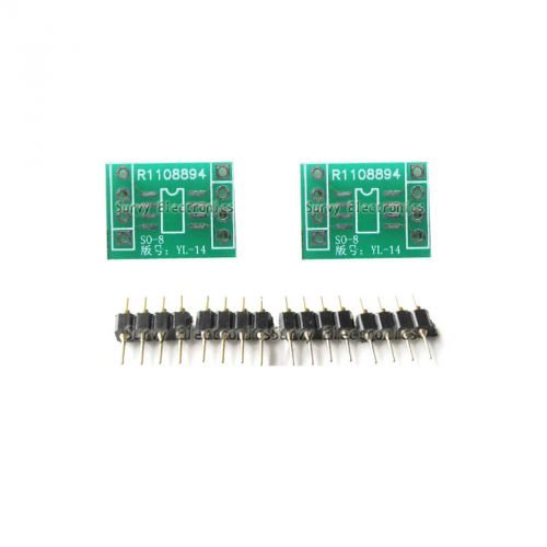 2pcs SOP8 To DIP8 Adapter PCB Convertor &amp; 16pin 2.54mm Gold Round breakable pins