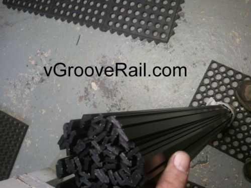 V groove rails. aluminum hardcoat anodized. (4) three foot sections for sale