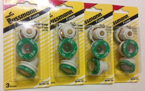 Nib new lot of 12 cooper bussmann sl-30 time delay plug fuses 30a fusetron for sale
