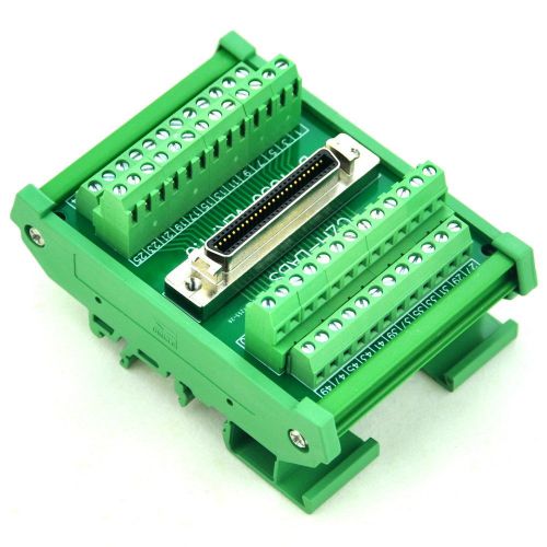 Din rail mount 50-pin 0.05&#034; mini d ribbon/mdr female interface module, scsi. for sale