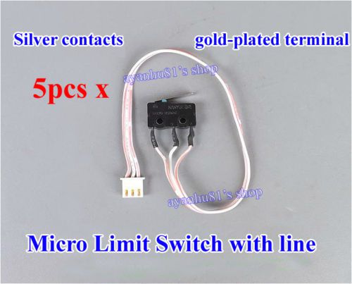 5pcs Collision Switch Micro Limit Switch Travel Switch with Line (Gold-plated)
