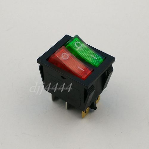 50pcs green red light 6pins double spst on/off rocker boat switch for sale