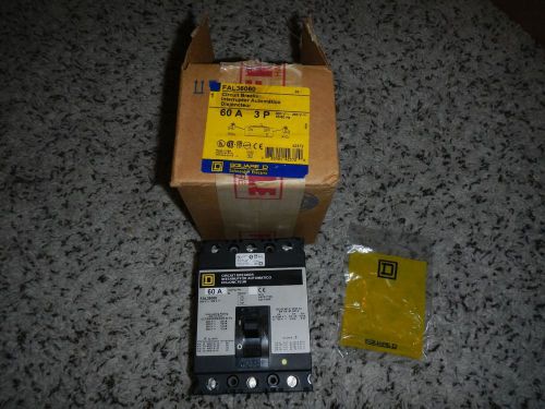 Square d fal36060 60 amp circuit breaker 3 pole 600vac 250vdc fal &#034;new&#034; for sale