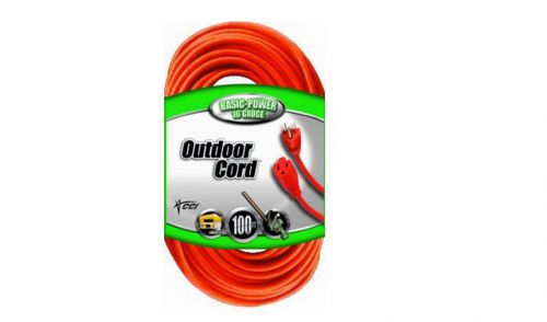 Coleman cable 02309 16/3 vinyl outdoor extension cord, orange, 100-feet new for sale