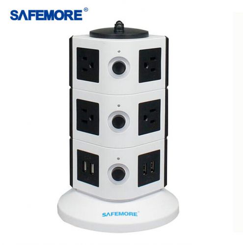 Safemore multiple electrical Switch plug,power socket with US outlets,4usb Ports
